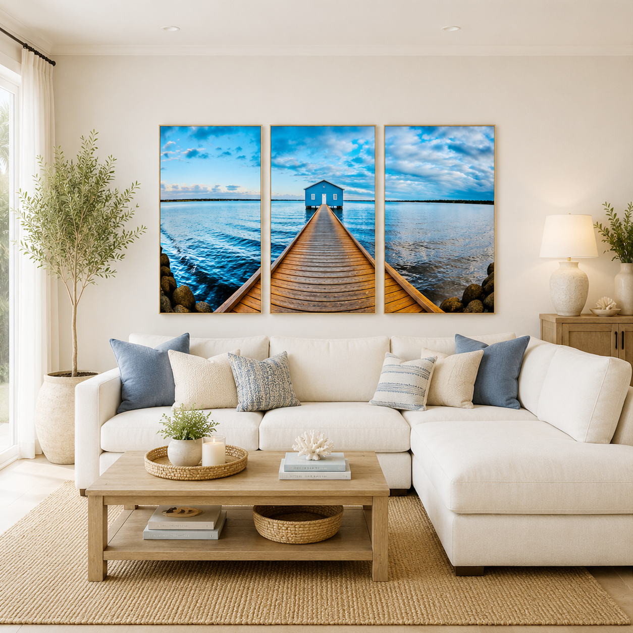 Path to the Blue Boathouse – Perth Triptych Wall Art