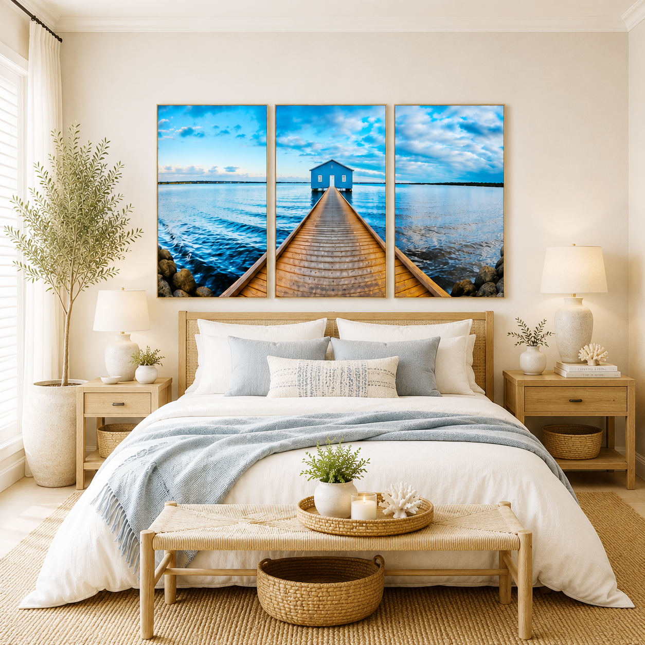 Path to the Blue Boathouse – Perth Triptych Wall Art