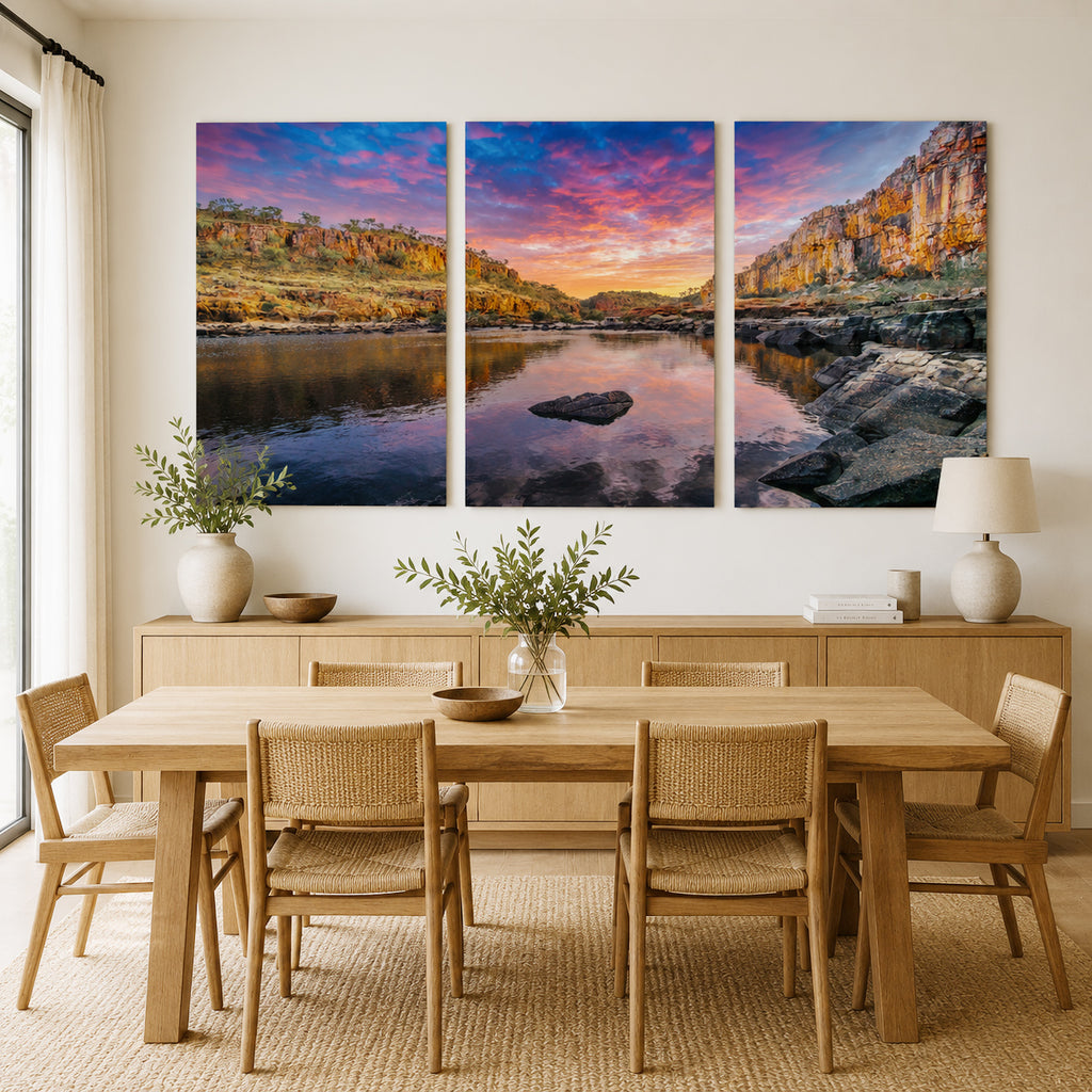 Twilight Reflections – Nitmiluk Gorge Triptych Wall Art