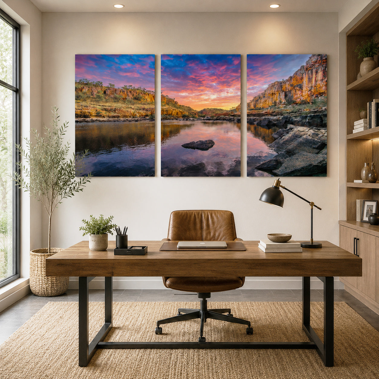 Twilight Reflections – Nitmiluk Gorge Triptych Wall Art