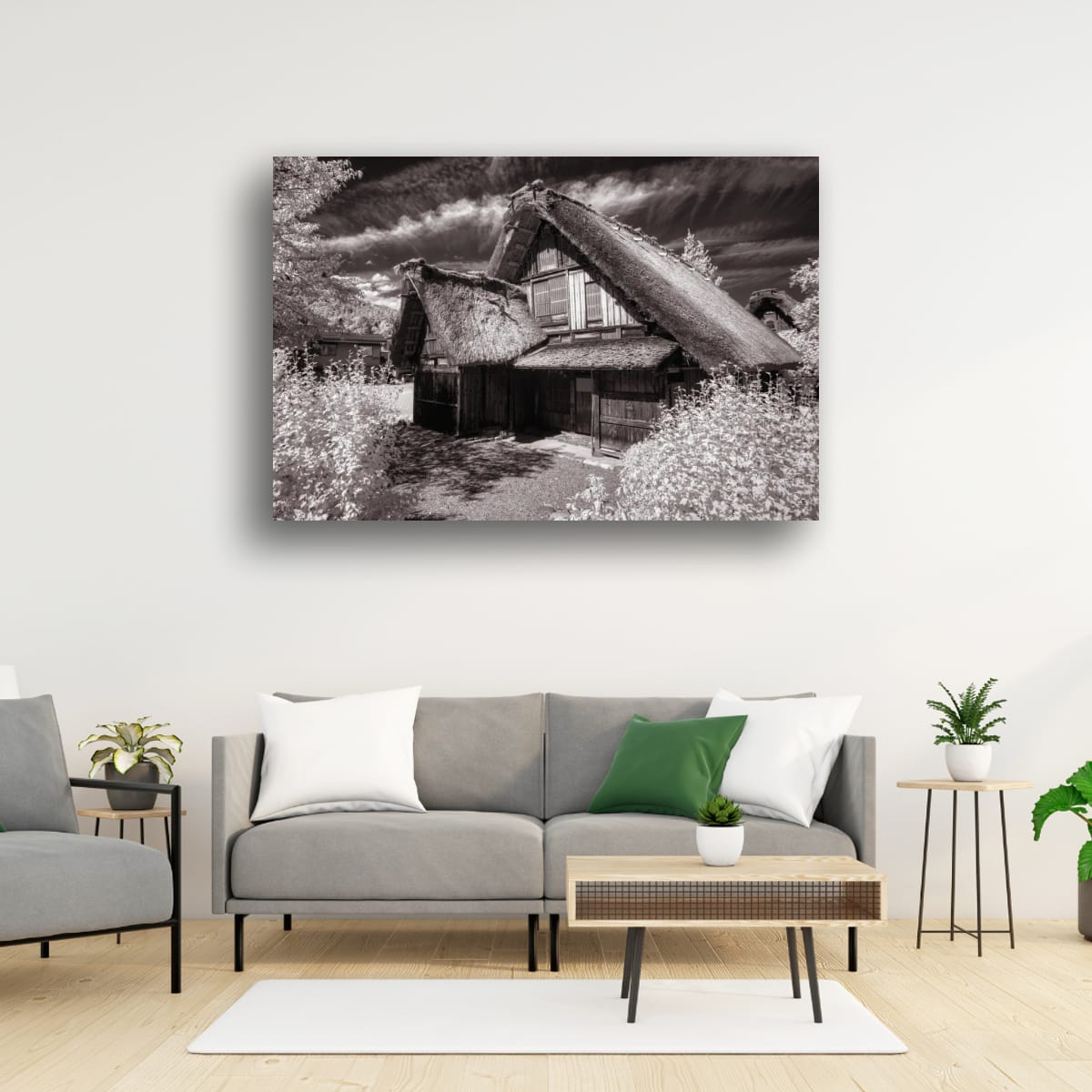 Shirakawa-go, Japan – Sepia Heritage Village Wall Art
