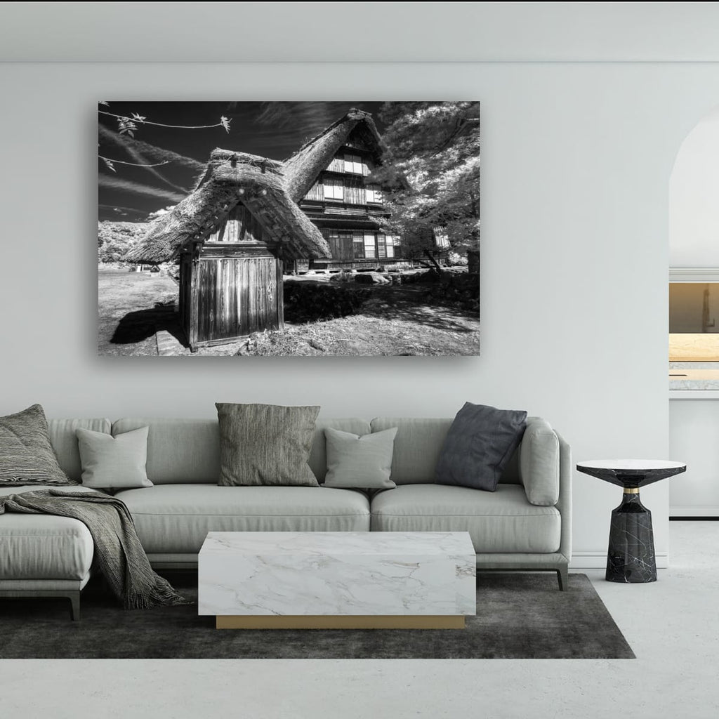 Shirakawa-go, Japan – Monochrome Infrared Wall Art