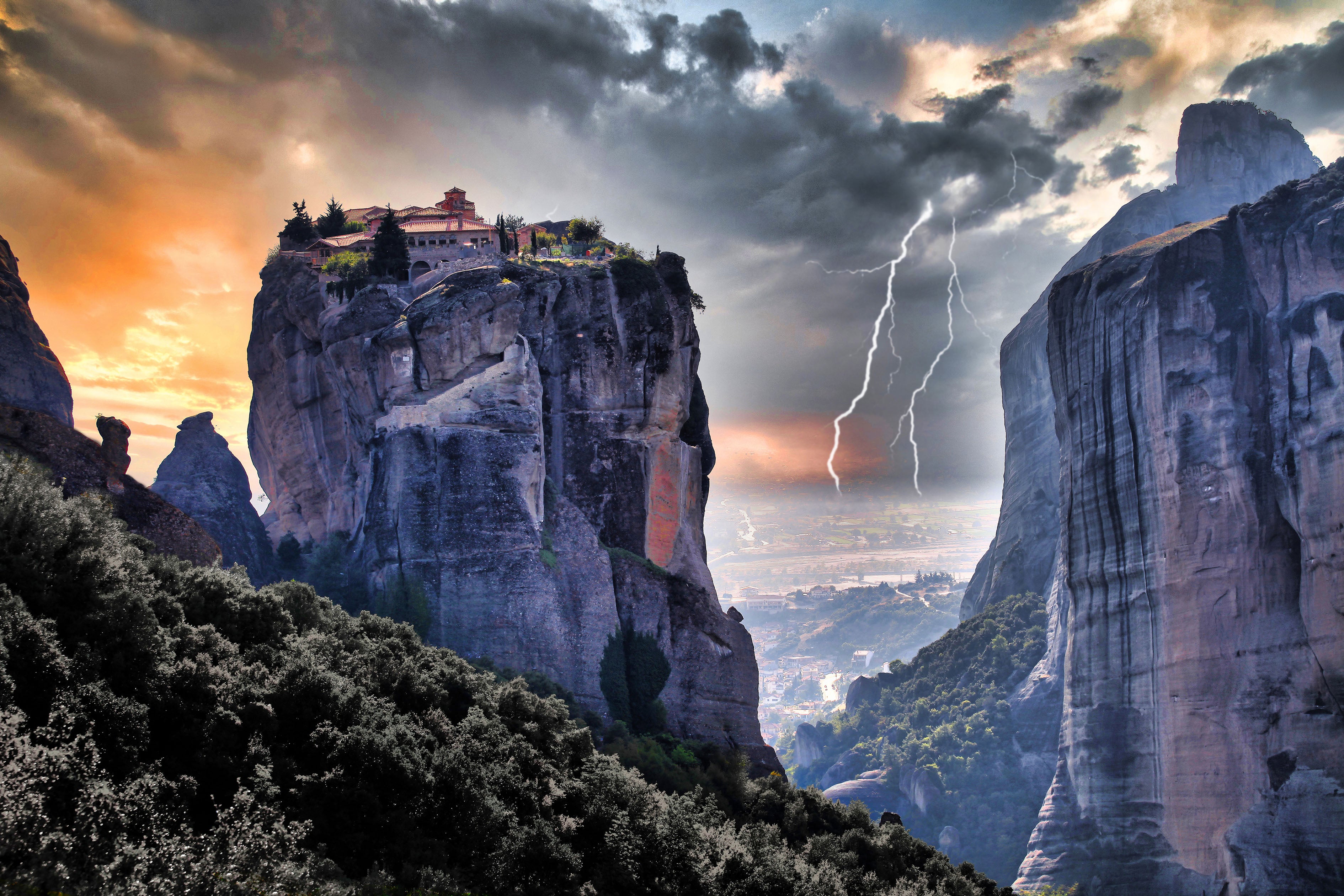 Meteora, Greece – Storm Landscape Wall Art