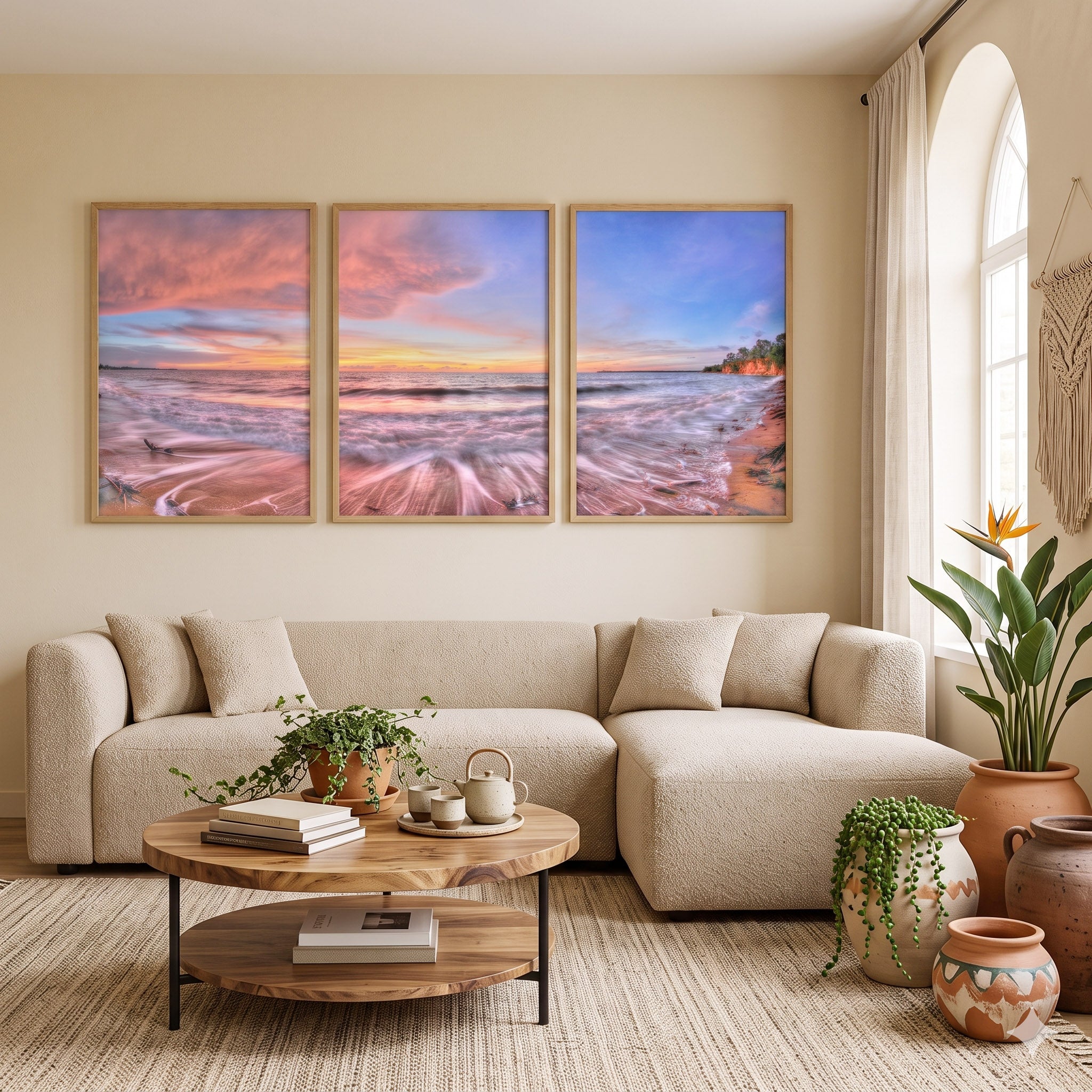 Blush of Dusk – Fannie Bay Triptych Wall Art