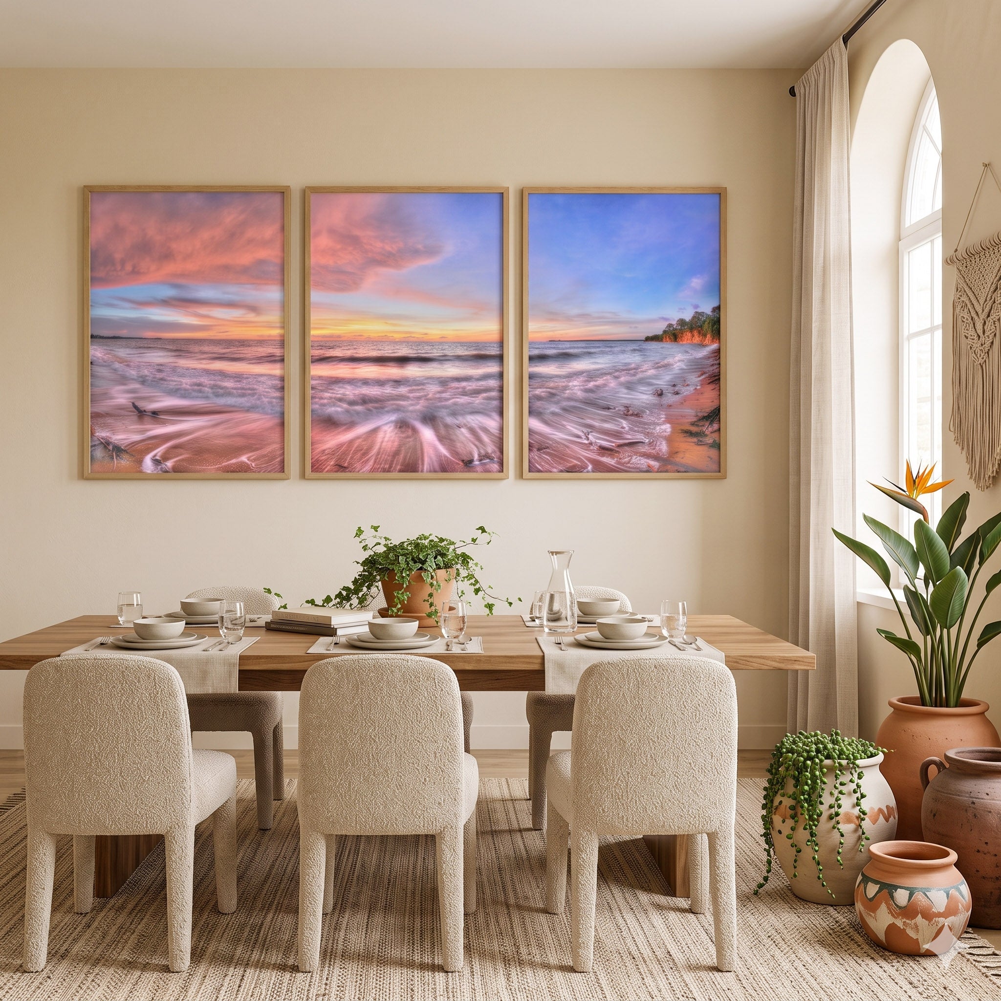 Blush of Dusk – Fannie Bay Triptych Wall Art