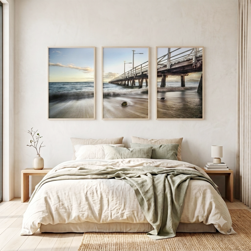 Timeless Tides – Picnic Bay Jetty Triptych Wall Art