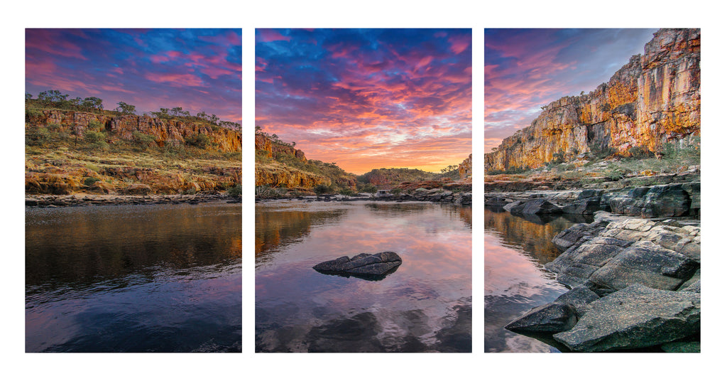 Twilight Reflections – Nitmiluk Gorge Triptych Wall Art