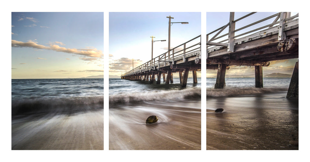 Timeless Tides – Picnic Bay Jetty Triptych Wall Art