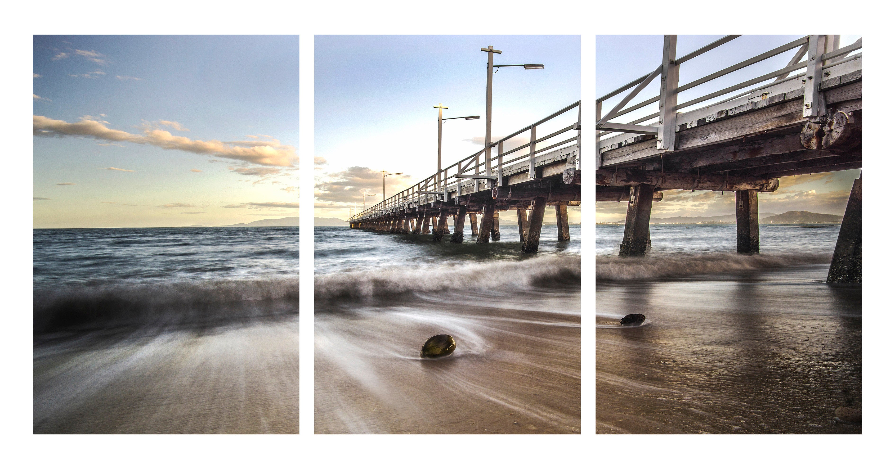 Timeless Tides – Picnic Bay Jetty Triptych Wall Art