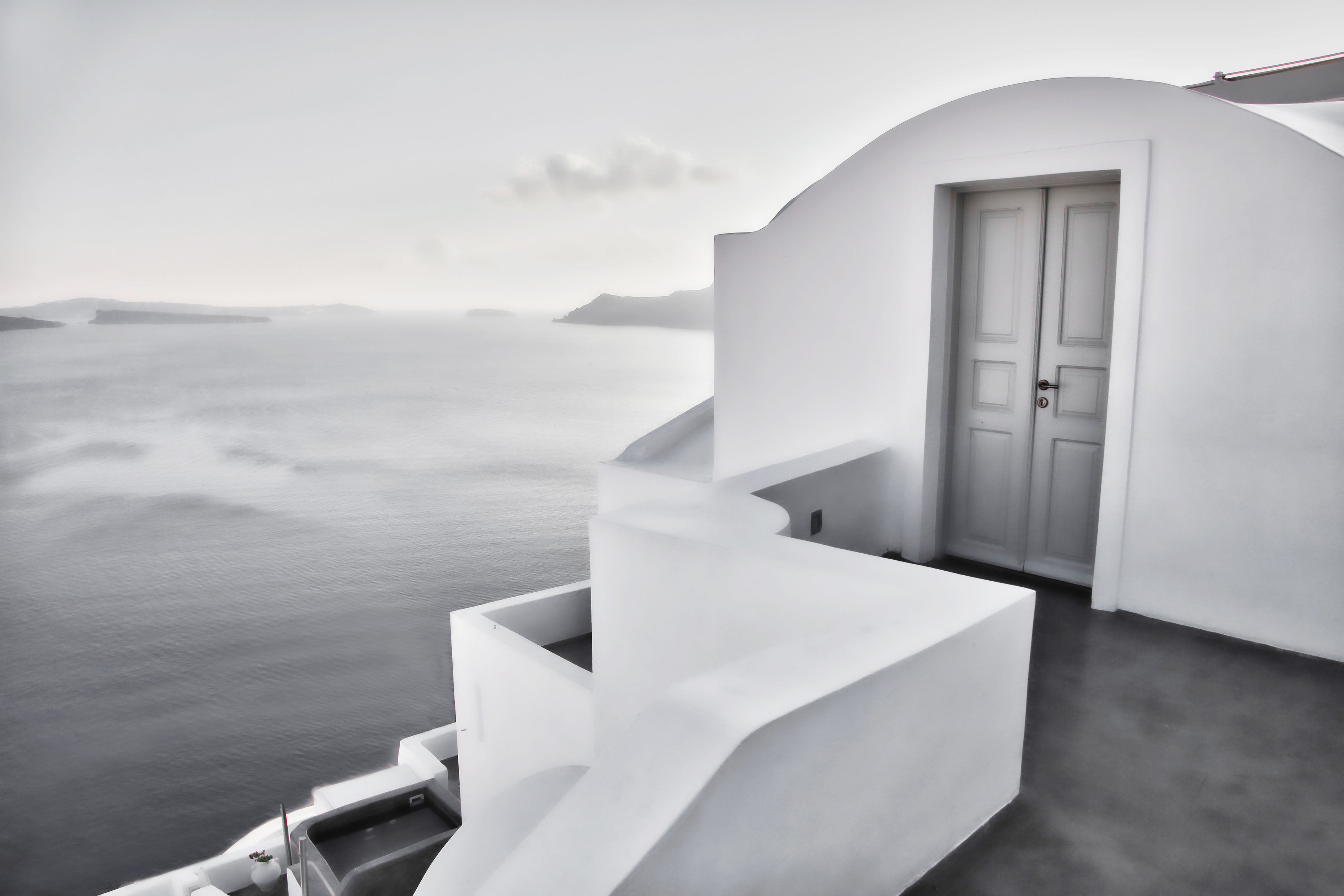Santorini, Greek Islands – Minimal Monochrome Wall Art